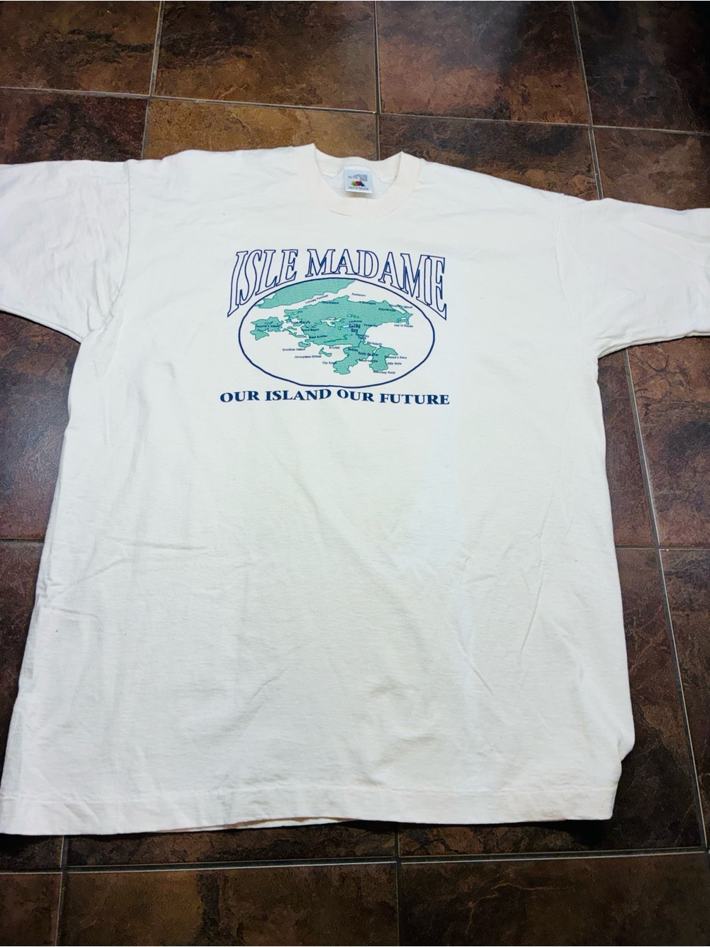Isle Madame White Graphic Tee - Our Island Our Future Cape Breton Canadiana